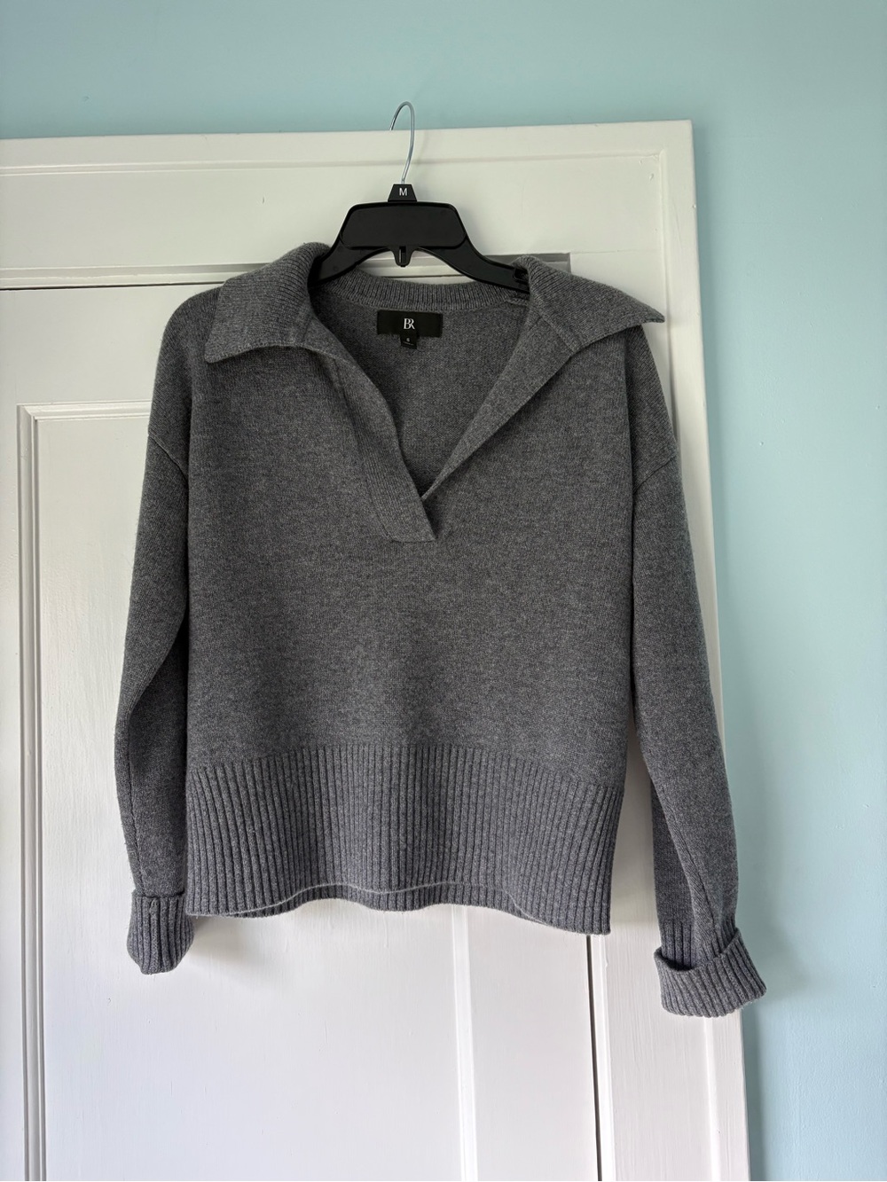 Banana Republic Gray Luna Cashmere Collared Johnny Polo Sweater Quiet Luxury